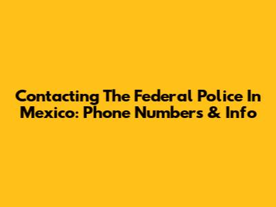 Contacting The Federal Police In Mexico: Phone Numbers & Info